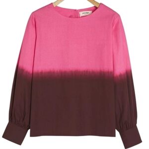 Anthropologie Porridge Dorothea Blouse Dainty Cottage Women M Retro Pink Dip Dye